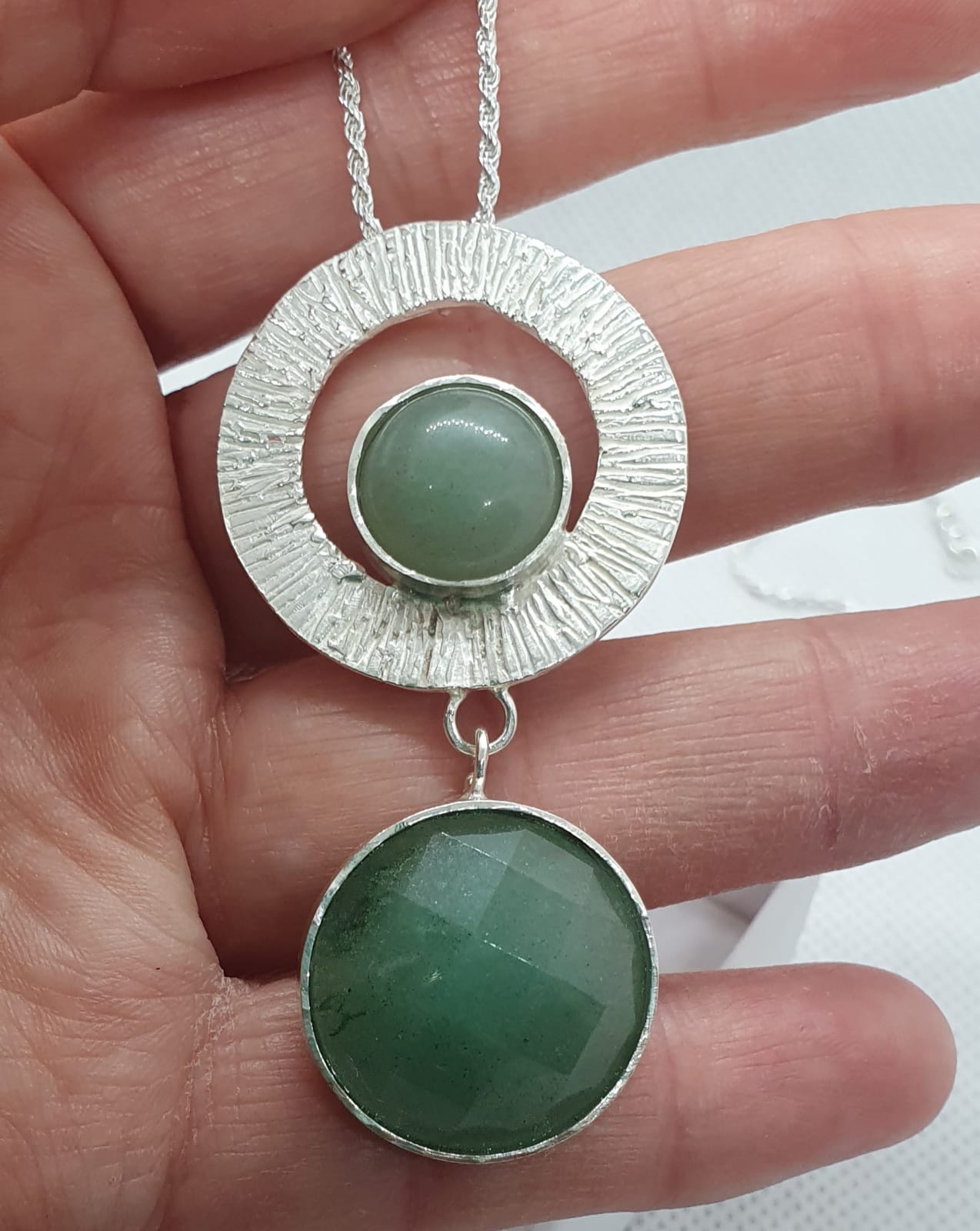 תליון כסף ארוך עם אוונטורין