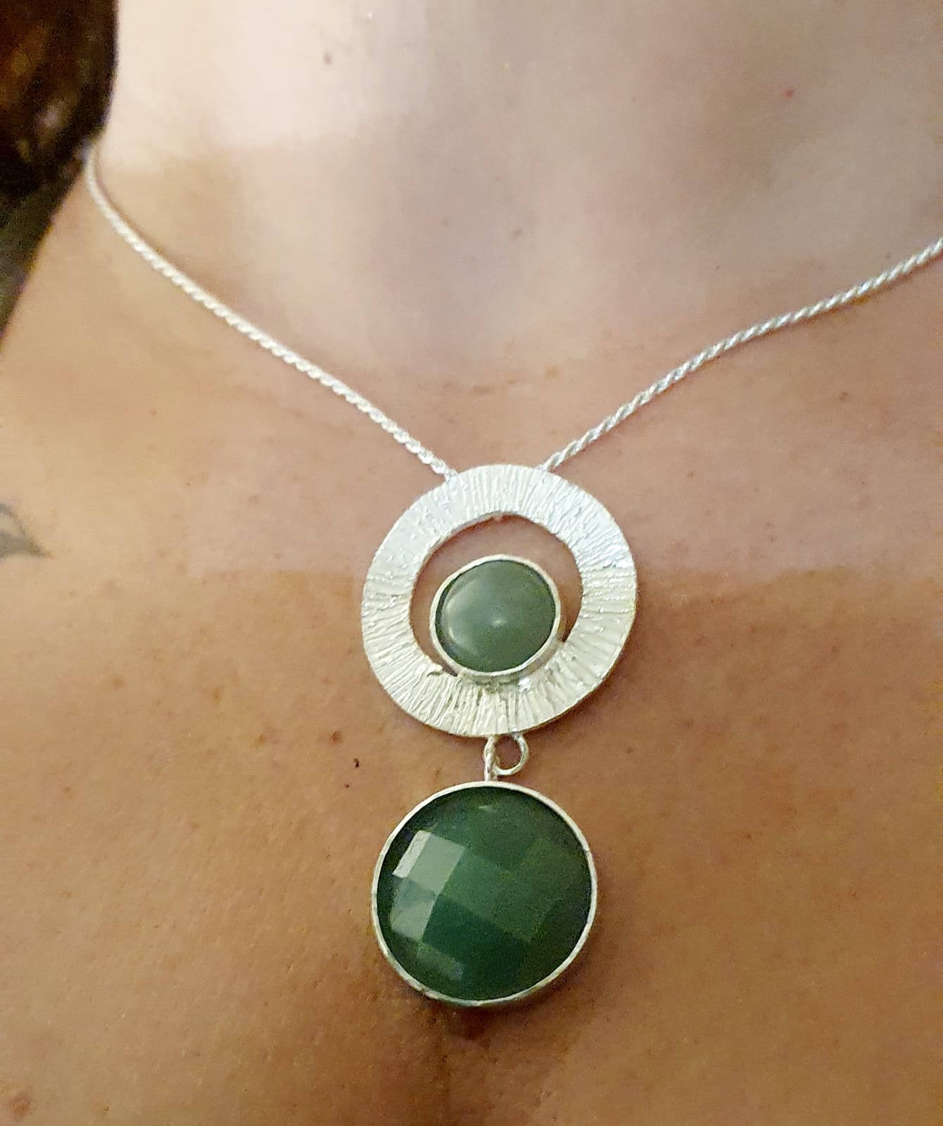 תליון כסף ארוך עם אוונטורין