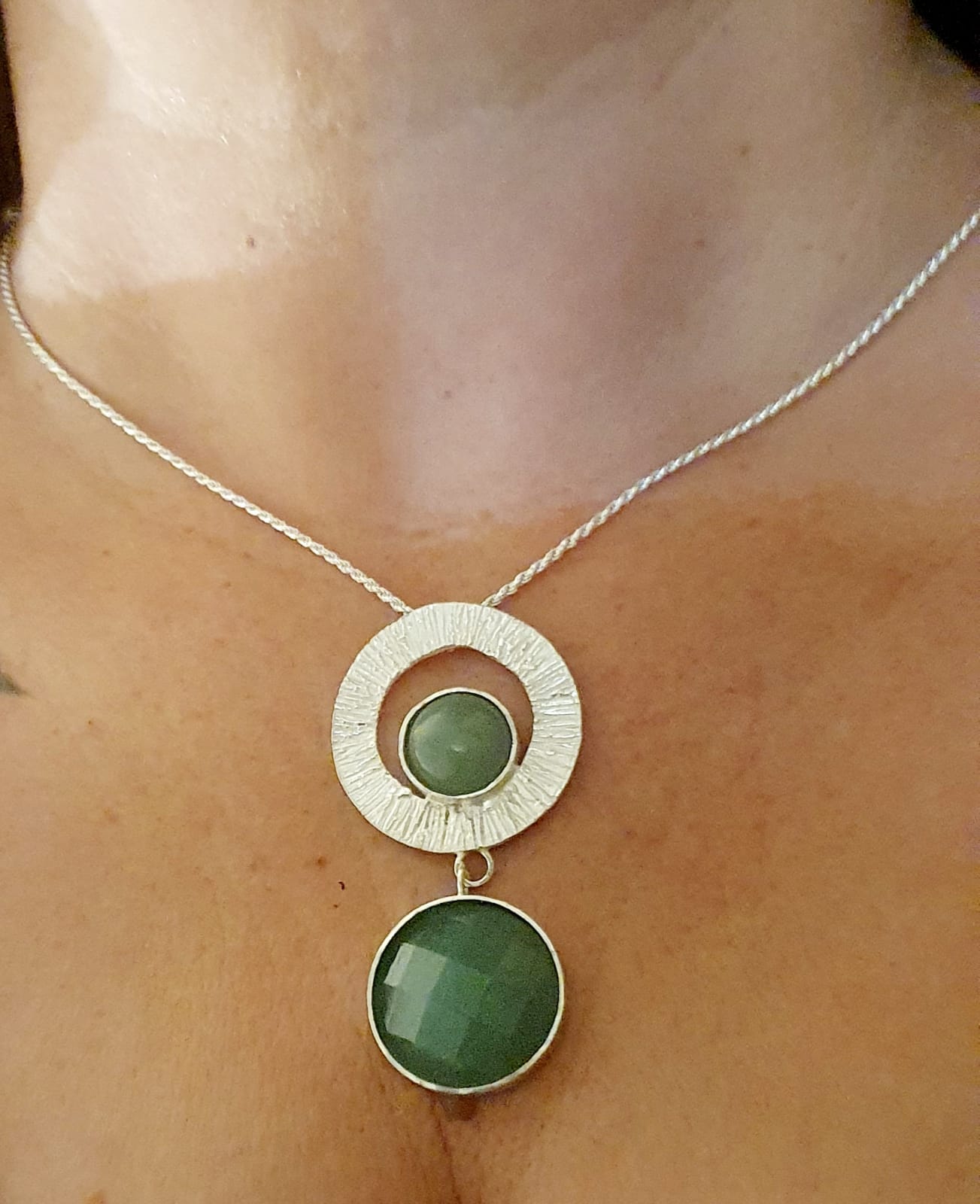 תליון כסף ארוך עם אוונטורין