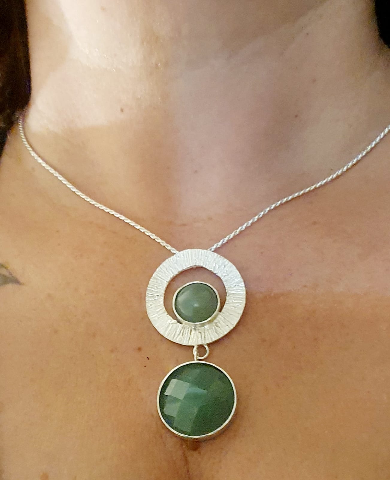 תליון כסף ארוך עם אוונטורין