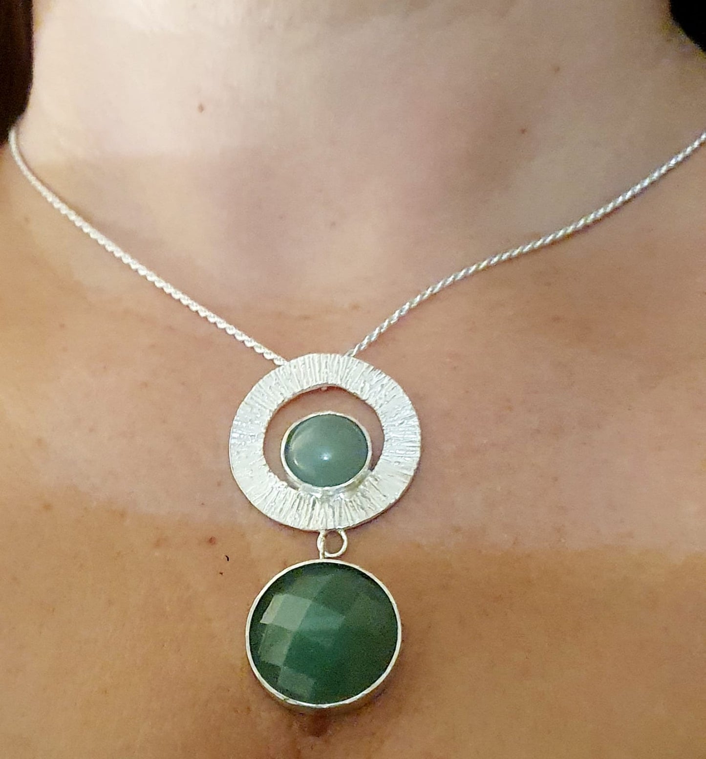 תליון כסף ארוך עם אוונטורין