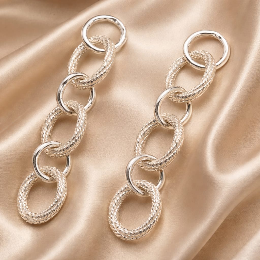 עגילי כסף שנדליר ארוכים